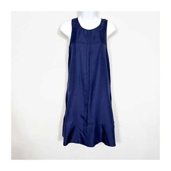 RAG & BONE Dress Navy Blue Drop Waist Silk Midi Sleeveless Womens XS - Picture 1 of 12
